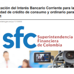 Certificación del Interés Bancario Corriente para la modalidad de crédito de consumo y ordinario para marzo de 2021.